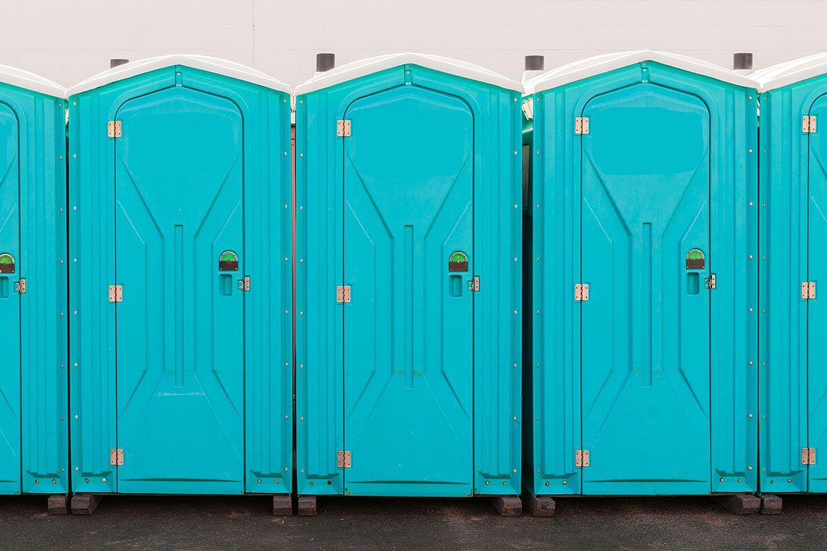 Industrial portable restroom units at a plant in Aiken, South Carolina