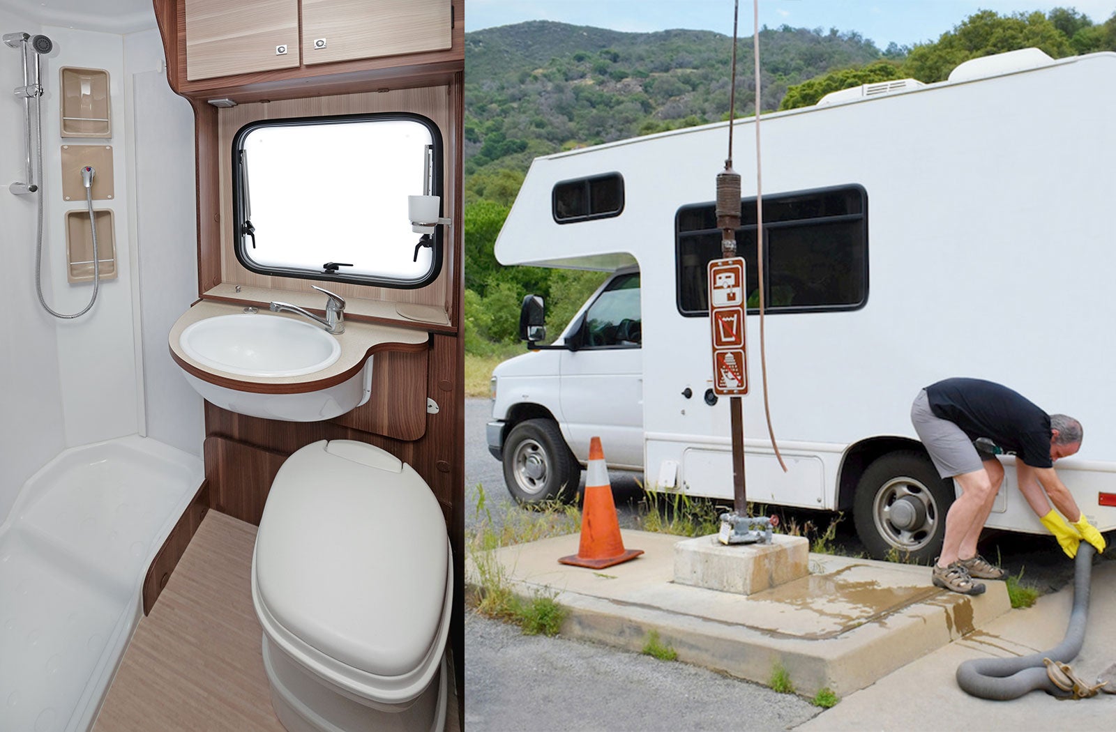 Portable RV/camper toilet and holding tank setup in Aiken, South Carolina