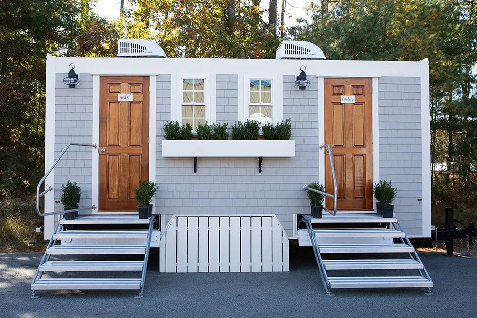 Wedding restroom units discretely staged at a venue in Aiken, South Carolina
